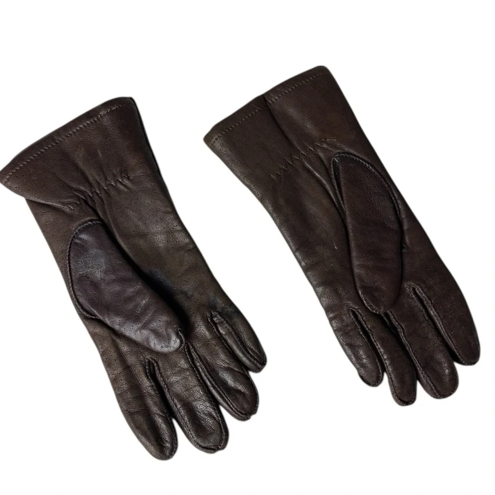 Thinsulate Brown Leather Gloves Driving Lined Small Retro 1990’s
